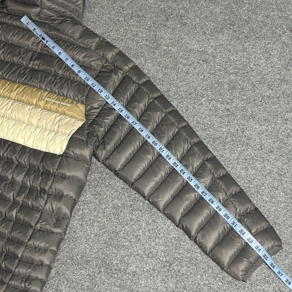 Cotopaxi Fuego Down Hooded Jacket Mens XXL Gray Cinder Stripes 800 Fill - Picture 14 of 16